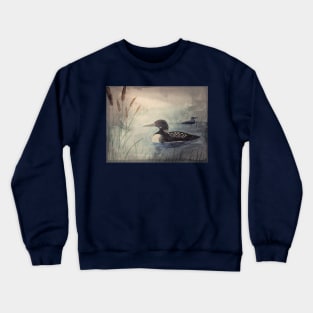 Loons and Cattails Watercolor Crewneck Sweatshirt